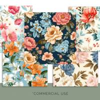 10 Cottage Flowers Seamless Pattern, Nahtloses Digitales Papier, Sublimation, digitale Muster, Commercial License Bild 4