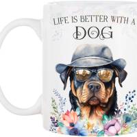 Hunde-Tasse LIFE IS BETTER WITH A DOG mit Rottweiler Bild 2