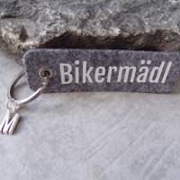 Bikermädel Schlüsselanhänger Filz personalisiert Bild 2