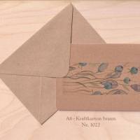 Klappkarte mit Umschlag Aquarell handgemalt minimalistisch Blumen Blüten blau Früchte A6 Format handmade günstig kaufen Bild 4