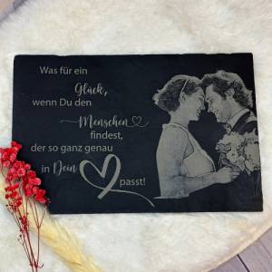 Schieferplatte mit Fotogravur, 20x30 cm, Schiefer, Foto Gravur, personalisierte Geschenke, Geburtstag, Hochzeit Bild 1