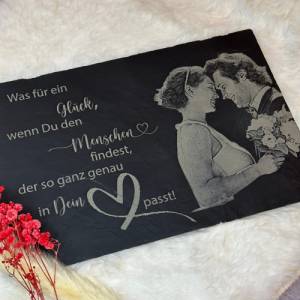 Schieferplatte mit Fotogravur, 20x30 cm, Schiefer, Foto Gravur, personalisierte Geschenke, Geburtstag, Hochzeit Bild 3