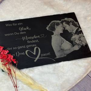 Schieferplatte mit Fotogravur, 20x30 cm, Schiefer, Foto Gravur, personalisierte Geschenke, Geburtstag, Hochzeit Bild 4