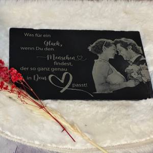 Schieferplatte mit Fotogravur, 20x30 cm, Schiefer, Foto Gravur, personalisierte Geschenke, Geburtstag, Hochzeit Bild 5