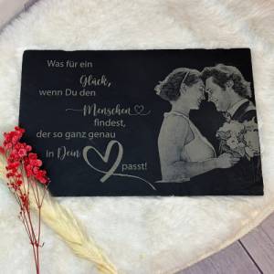 Schieferplatte mit Fotogravur, 20x30 cm, Schiefer, Foto Gravur, personalisierte Geschenke, Geburtstag, Hochzeit Bild 6