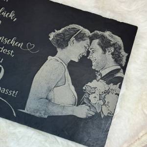 Schieferplatte mit Fotogravur, 20x30 cm, Schiefer, Foto Gravur, personalisierte Geschenke, Geburtstag, Hochzeit Bild 7