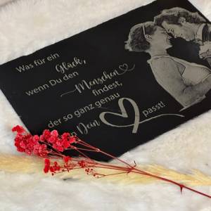 Schieferplatte mit Fotogravur, 20x30 cm, Schiefer, Foto Gravur, personalisierte Geschenke, Geburtstag, Hochzeit Bild 8
