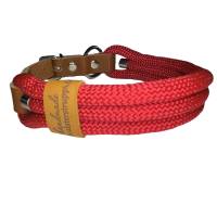 Hundehalsband, Tauhalsband, 3x10 mm, verstellbar, rot, Verschluss mit Leder und Schnalle, edel und hochwertig Bild 1
