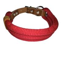 Hundehalsband, Tauhalsband, 3x10 mm, verstellbar, rot, Verschluss mit Leder und Schnalle, edel und hochwertig Bild 3