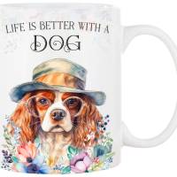 Hunde-Tasse LIFE IS BETTER WITH A DOG mit Cavalier King Charles Spaniel Bild 1