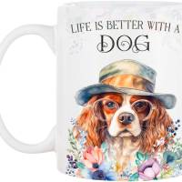 Hunde-Tasse LIFE IS BETTER WITH A DOG mit Cavalier King Charles Spaniel Bild 2