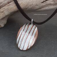 Kettenanhänger Mokume Gane, Kupfer & Silber "Streifen" Bild 1