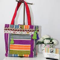 Shopper Handtasche gestreift in mehrfarbig Bild 1