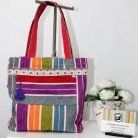 Shopper Handtasche gestreift in mehrfarbig Bild 2