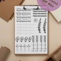 PDF A4 Vorlage "Konfirmation" Kerzentattoo Kerzensticker Kerzen Wasserschiebefolie Download Stabkerze  Sofortdow Bild 1