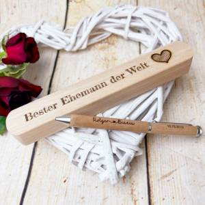 Kugelschreiber inkl Box, Geschenk personalisiert, für den besten Ehemann der Welt, personalisierte Wunschgravur Bild 1