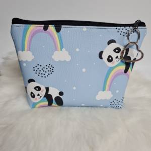 Kleine Kosmetiktasche Panda Bär Regenbogen  Schminktasche Medikamentasche Kleinigkeit Kunstleder Bild 3