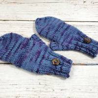 Handschuhe mit Kappe für Kleinkinder, blau lila handgefärbt Bild 3