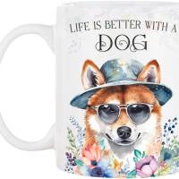 Hunde-Tasse LIFE IS BETTER WITH A DOG mit Shiba Inu Bild 2