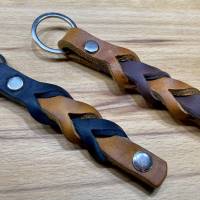 Schlüsselanhänger geflochten aus Fettleder, 2farbig, Leder Anhänger 10 Lederfarben, Schlüsselband Bild 4