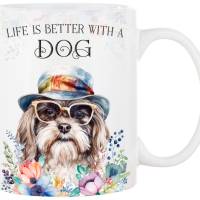 Hunde-Tasse LIFE IS BETTER WITH A DOG mit Havaneser Bild 1