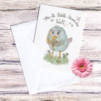 Klappkarte mit Umschlag Birdies Spruch liebste Mama Muttertag Vogel Aquarell handgemalt minimalistisch A6 günstig kaufen Bild 1