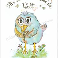 Klappkarte mit Umschlag Birdies Spruch liebste Mama Muttertag Vogel Aquarell handgemalt minimalistisch A6 günstig kaufen Bild 2