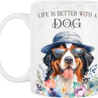 Hunde-Tasse LIFE IS BETTER WITH A DOG mit Berner Sennenhund Bild 2