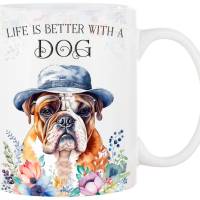 Hunde-Tasse LIFE IS BETTER WITH A DOG mit Englischer Bulldogge Bild 1