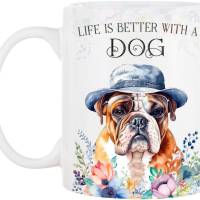 Hunde-Tasse LIFE IS BETTER WITH A DOG mit Englischer Bulldogge Bild 2