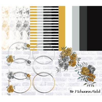 Hochzeits- und Geburtstagsset, Nr. 7 Schwarz/weiß/Gold hohe Qualität (300 DPI), PNG,JPG,