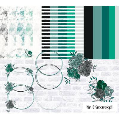 Hochzeits- und Geburtstagsset, Nr. 8 Smaragd hohe Qualität (300 DPI), PNG,JPG,