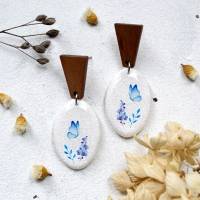 Ohrringe mit Schmetterling aus Polymer Clay • Ohrschmuck | Ohrhänger Bild 4
