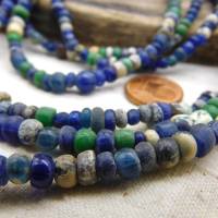 Strang mit kleinen antiken Djenne Perlen aus Mali - Mix-Strang ca. 62cm - antike Nila Glasperlen Bild 10