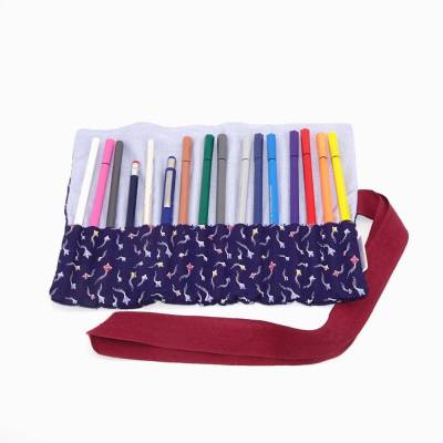 Stifterolle für 16 Stife, blau, hellblau, weinrot, Drachen,  Stiftemappe zum binden, Stiftrolle, Etui