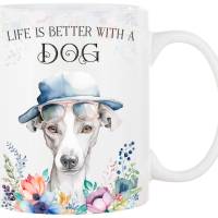 Hunde-Tasse LIFE IS BETTER WITH A DOG mit Italian Greyhound Bild 1