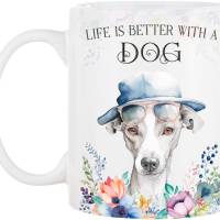 Hunde-Tasse LIFE IS BETTER WITH A DOG mit Italian Greyhound Bild 2