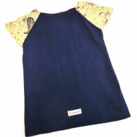 Shirt Top kurzärmlig,116 / 122, braun rosa blau, im Mustermix mit Stickerei, Upcycling, Unikat Bild 6
