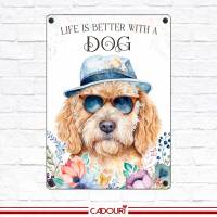 Hundeschild LIFE IS BETTER WITH A DOG mit Doodle Bild 2
