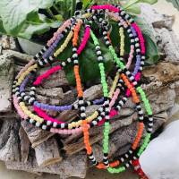Chokerkette, kurze Perlenkette, Glasperlen, Roncailles - verschiedene Farben, neon, pastell, Farbwahl Bild 1