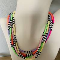 Chokerkette, kurze Perlenkette, Glasperlen, Roncailles - verschiedene Farben, neon, pastell, Farbwahl Bild 2