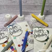 Geburtstag To Go, Kerze mit Gugelhupf als Kerzenständer & Konfetti oder Kleeblätter, Happy Birthday Geldgeschenk Raysin Bild 1