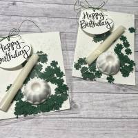 Geburtstag To Go, Kerze mit Gugelhupf als Kerzenständer & Konfetti oder Kleeblätter, Happy Birthday Geldgeschenk Raysin Bild 4