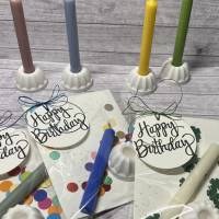 Geburtstag To Go, Kerze mit Gugelhupf als Kerzenständer & Konfetti oder Kleeblätter, Happy Birthday Geldgeschenk Raysin Bild 5