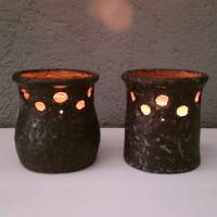 Windlicht / Duftlampe 10,5 cm braun grau shabby Keramik Look Bild 2
