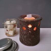 Windlicht / Duftlampe 10,5 cm braun grau shabby Keramik Look Bild 5