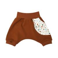 Kurze Pumphose Shorts mit Tasche Sommerhose "Süße Hasen" zimtbraun Bild 1