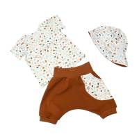 Kurze Pumphose Shorts mit Tasche Sommerhose "Süße Hasen" zimtbraun Bild 3