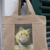 kleine Tragetasche mit Hamster Nick, Cordtasche mit Außentaschen Bild 7