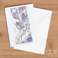 Klappkarte mit Umschlag Aquarell handgemalt minimalistisch Blumen Blüten lila blau A6 Format handmade günstig kaufen Bild 2